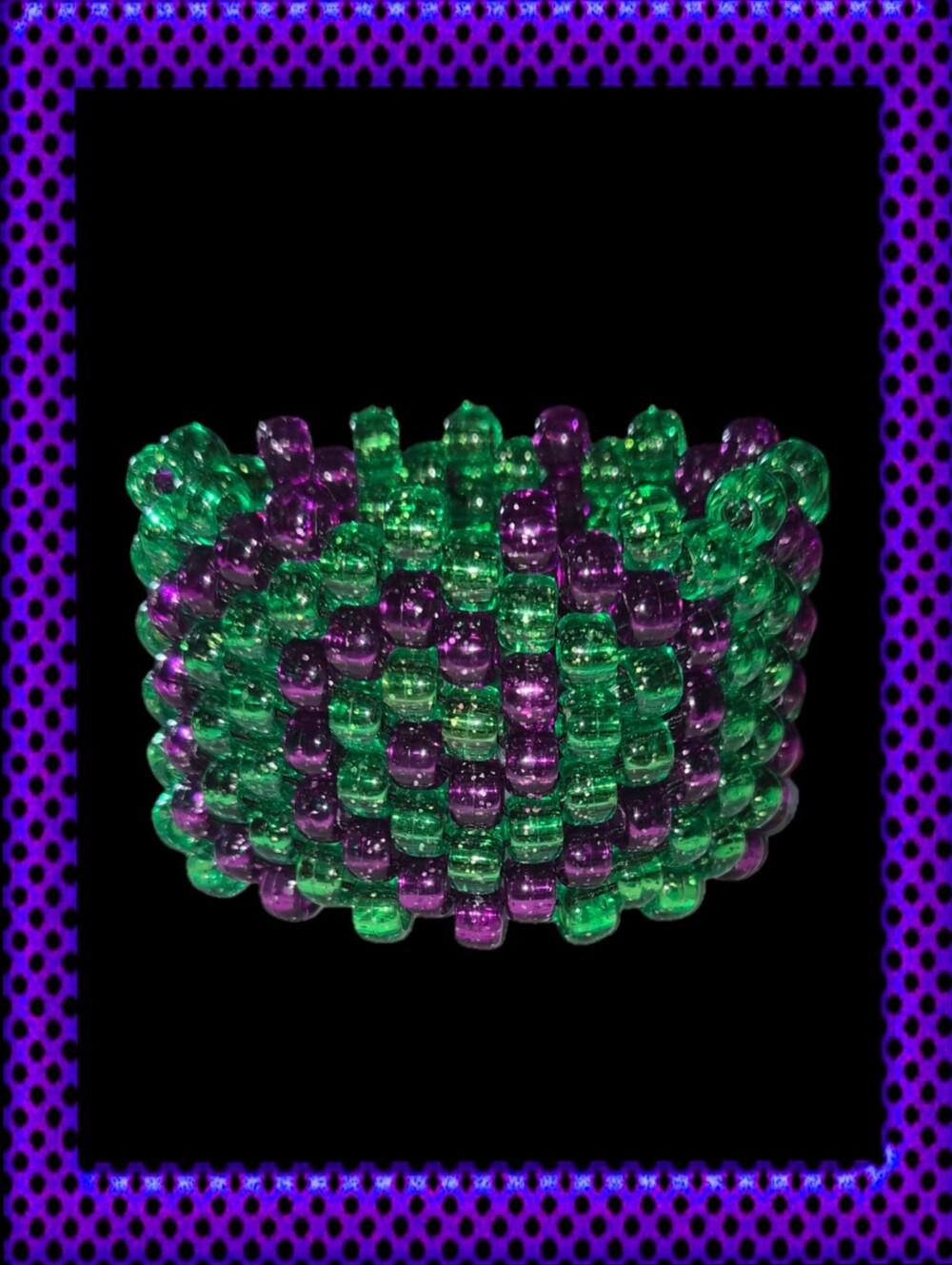 Purple & Green Spiral Kandi Cuff